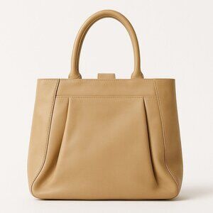 Levenger Leather Warm Beige Tote Bag